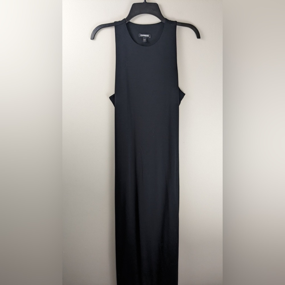 Express Black Sleeveless Maxi Dress with Mid-Back Cutout Large